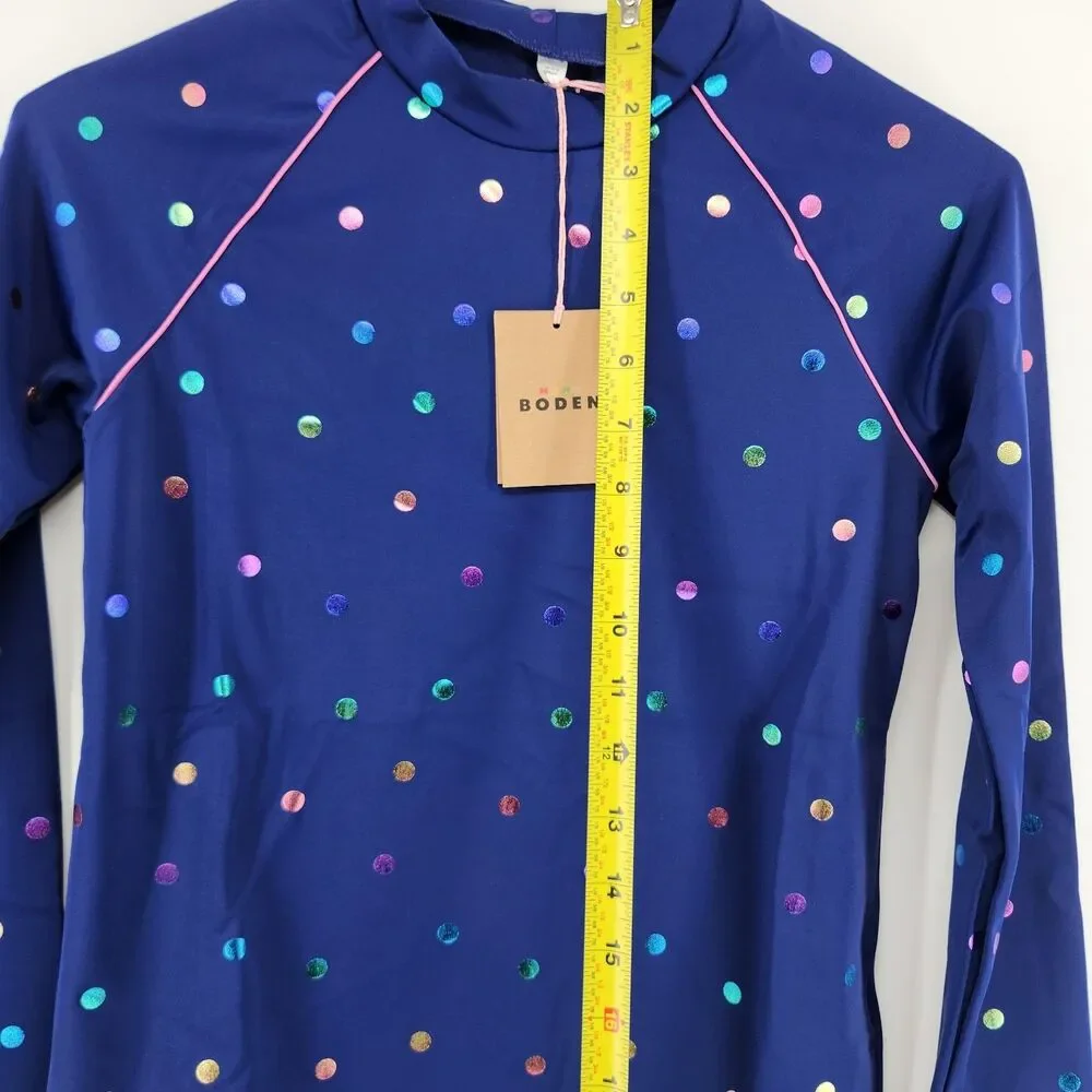 NWT Mini Boden Kids‎ 10-11Y Navy Blue Sunsafe Patterned Rash Vest